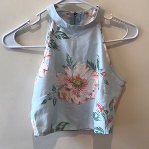 Floral high neck crop top